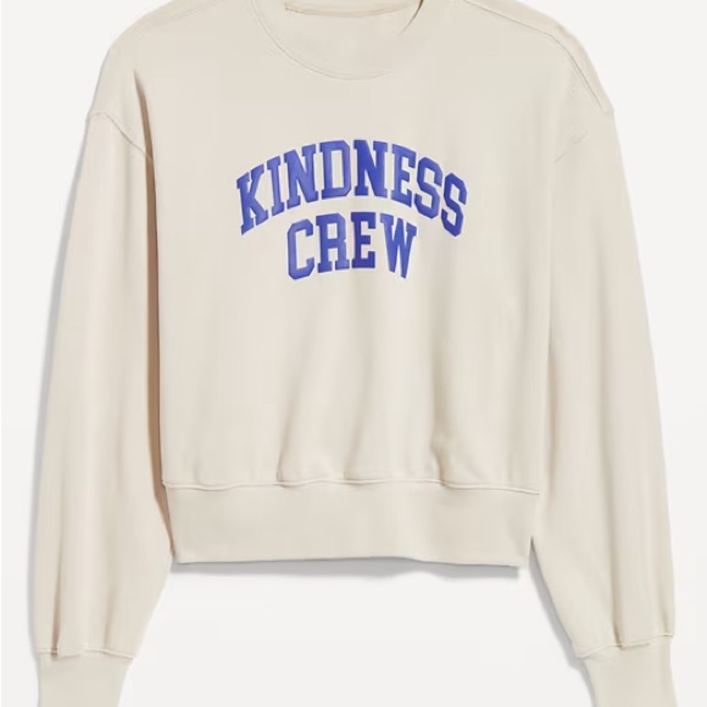 Old Navy Kindness Crew Cropped Sweatshirt | Cream | Women’s XL